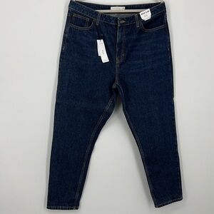 Topshop MOM DENIM Blue Hi Waist Tapered Leg Jeans 34W/30L Sz12 NWT